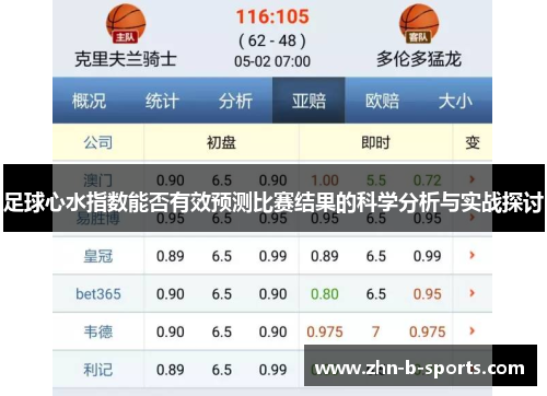 足球心水指数能否有效预测比赛结果的科学分析与实战探讨