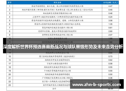 深度解析世界杯预选赛最新战况与球队晋级形势及未来走势分析